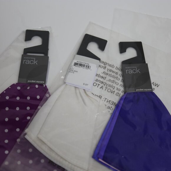 NWT Men's Nordstrom Rack 4-Pack Pocket Square Bundle - Polka Dot & Solids - Picture 2 of 5
